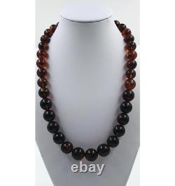 Amber necklace Genuine Baltic Amber round beads necklace Natural amber pressed