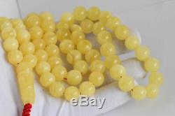 Amber rosary 59.2g 11.5mm Natural Baltic misbah tesbih 63 worry beads kahrab