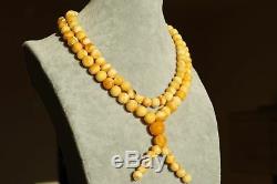 Ancient Natural Baltic Amber Mala 108 Beads Round Necklace. Bracelet 39 Grams