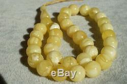 Ancient natural Baltic amber Islam prayer beads round necklace, bracelet 24 gram