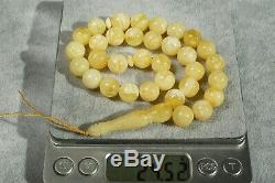Ancient natural Baltic amber Islam prayer beads round necklace, bracelet 24 gram