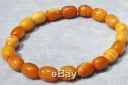 Ancient natural Baltic amber marble yellow, white, red color bracelet