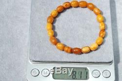 Ancient natural Baltic amber marble yellow, white, red color bracelet