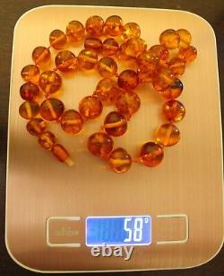 Antique 100% Natural Butterscotch Baltic amber necklace, 58 grams