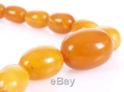 Antique 100%Natural Egg Yolk Butterscotch Baltic amber bead necklace, 48.39g