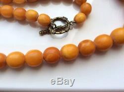 Antique 100% Natural Genuine Baltic Amber Bead Necklace Yellow Egg Yolk 41.5gr