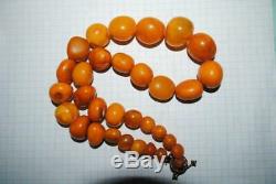 Antique 100% Natural Genuine Baltic Amber Bead Necklace Yellow Egg Yolk 57 gr