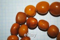Antique 100% Natural Genuine Baltic Amber Bead Necklace Yellow Egg Yolk 57 gr