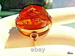 Antique 14k Y Gold Ring With Natural Baltic Amber, Size 6