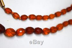 Antique 32 Natural Untreated Baltic Amber Necklace with 10K Solid Gold Clasp