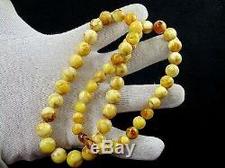 Antique 38g. Natural Butterscotch EGG YOLK BALTIC AMBER Beads Necklace