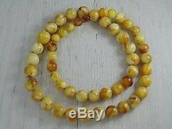 Antique 38g. Natural Butterscotch EGG YOLK BALTIC AMBER Beads Necklace