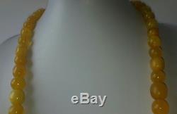 Antique 81g Baltic Natural 75cm Amber Egg Yolk Butterscotch Beads Necklace 1950s