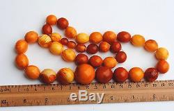 Antique AMBER beads NECKLACE 84g Lithuania Natural BALTIC egg yolk Genuine stone