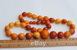 Antique AMBER beads NECKLACE 84g Lithuania Natural BALTIC egg yolk Genuine stone