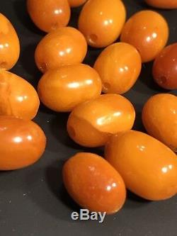 Antique Amber Egg Yolk / Oval Beads / Natural / Butterscotch / 26 Grams