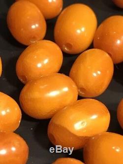 Antique Amber Egg Yolk / Oval Beads / Natural / Butterscotch / 26 Grams