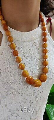 Antique Amber Necklace Beautiful Natural Butterscotch Egg Yolk Baltic 90g