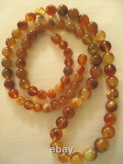 Antique Authentic 45 Million Yrs Old Baltic Amber Round Bead Necklace 22.4 Gr