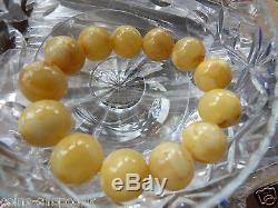 Antique Baltic Amber Bracelet Beads Egg Yolk Yellow Antique 27 gr