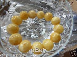 Antique Baltic Amber Bracelet Beads Egg Yolk Yellow Antique 27 gr