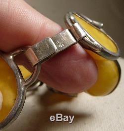 Antique Baltic Amber Egg Yolk Sterling Silver 925 Natural 126 gram 18 Necklace