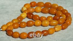 Antique Baltic Amber Natural Rosary Necklace Yellow White Colour Very Old