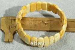 Antique Baltic Amber Natural White Color Small Size Amber Bracelet 7 Grams