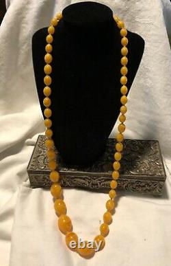 Antique Baltic Amber Necklace Butterscotch Egg Yolk Tested Graduated approx 34