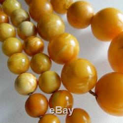 Antique Baltic Amber Old Butterscotch eggyolk Natural Beads Necklace 52