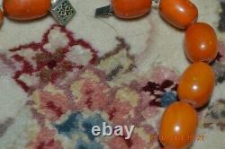 Antique Baltic Butterscotch Egg Yolk Amber Hand Polished Bead Necklace 47.5 Grs