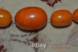 Antique Baltic Butterscotch Egg Yolk Amber Hand Polished Bead Necklace 47.5 Grs