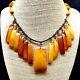 Antique Baltic Egg Yolk Amber Stone Pendants Marked Silver Chain Russian Amber