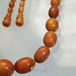 Antique Baltic Egg Yolk Butterscotch Amber Bead Necklace 30 Grams Rare Colors