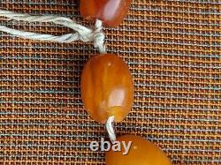 Antique Baltic Egg Yolk Butterscotch Amber Bead Necklace 99 Grams Rare Colors