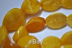 Antique Baltic Egg Yolk Butterscotch Natural Amber Necklace 43 grams NO RESERVE
