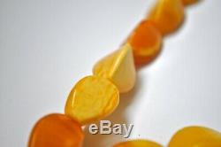 Antique Baltic Egg Yolk Butterscotch Natural Amber Necklace 43 grams NO RESERVE