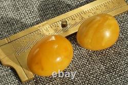 Antique Baltic Natural Amber 2 Amber Egg Form Stones Pendant 17 Grams