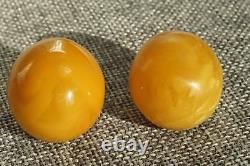 Antique Baltic Natural Amber 2 Amber Egg Form Stones Pendant 17 Grams