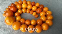 Antique Baltic Natural Amber Necklace 114 G High Quality Yellow White Red Colour