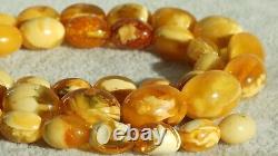 Antique Baltic Natural Amber Necklace High Yellow White Colour Class From Europe