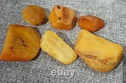 Antique Baltic Natural Amber Stones 106 G High Color Class Authentic Stones