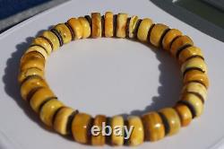 Antique Baltic Natural Amber White, Yellow Color Bracelet 12 G. Bernstein