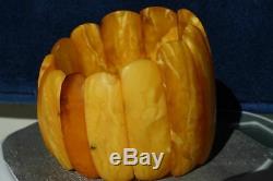 Antique Baltic natural amber bracelet 66 g very rare it carved from single stone