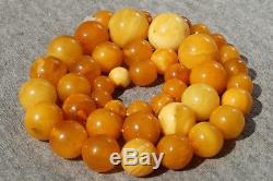 Antique Baltic natural amber necklace 30 grams men, women round necklace