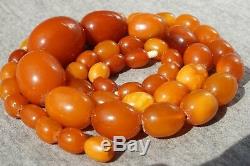 Antique Baltic natural amber necklace 53 grams, NO customs worldwide tax