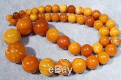 Antique Baltic natural amber necklace 63 grams. Men, women Baltic amber necklace