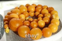 Antique Baltic natural amber round necklace 68 g. FEDEX FAST 4-5 DAYS SHIPPING