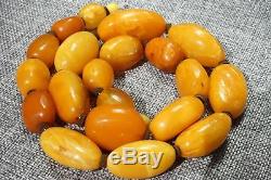 Antique Baltic natural necklace 88 grams. Honey color. Men, women amber necklace