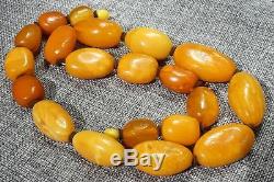 Antique Baltic natural necklace 88 grams. Honey color. Men, women amber necklace